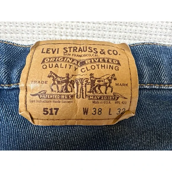 Vintage Levis 517 Men's Bootcut Jeans 38x32 (Actual 36x30) USA Cotton Polyester - Picture 6 of 11